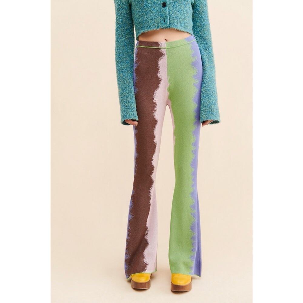 House of Sunny Reflection Knit Pants Wave Pattern Flare Vol 19 US 8